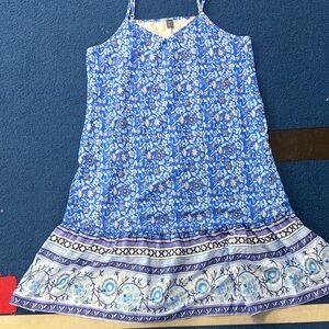 SHEIN Blue Floral Midi Dress